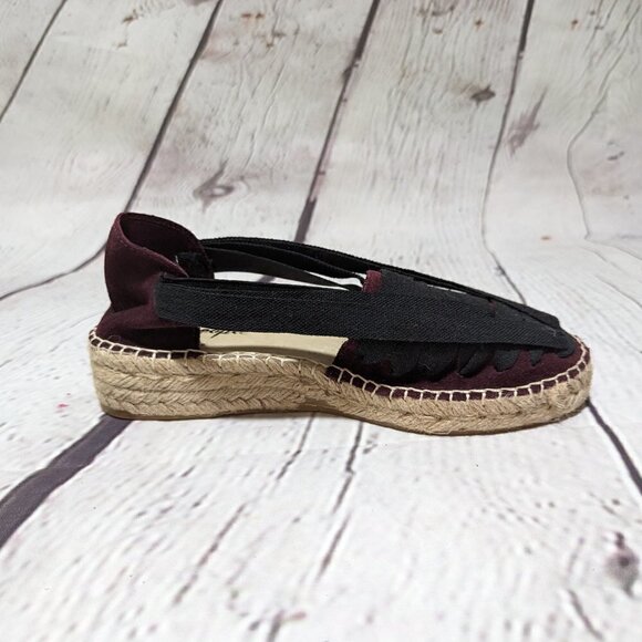 Free People SEVILLE Espadrilles Maroon Black Tan 37 NEW - Picture 5 of 11